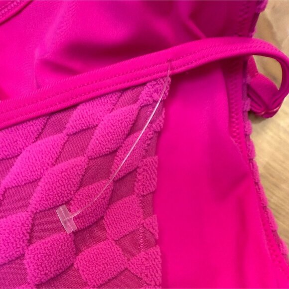 Good American Hot Pink Textured Jacquard Bikini Bottom Size XL High-Cut Adjustab - Picture 6 of 7
